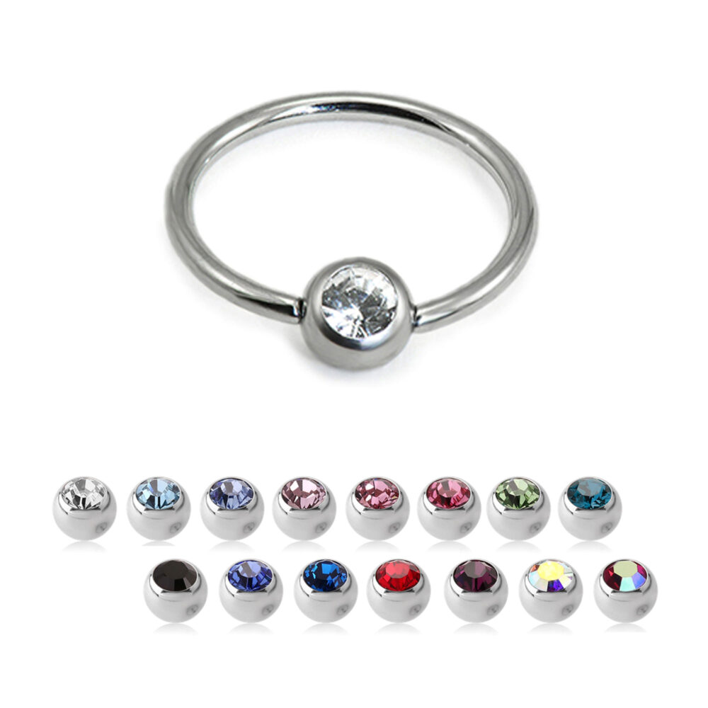 surgical steel cz captive bead showing the side view of the beads