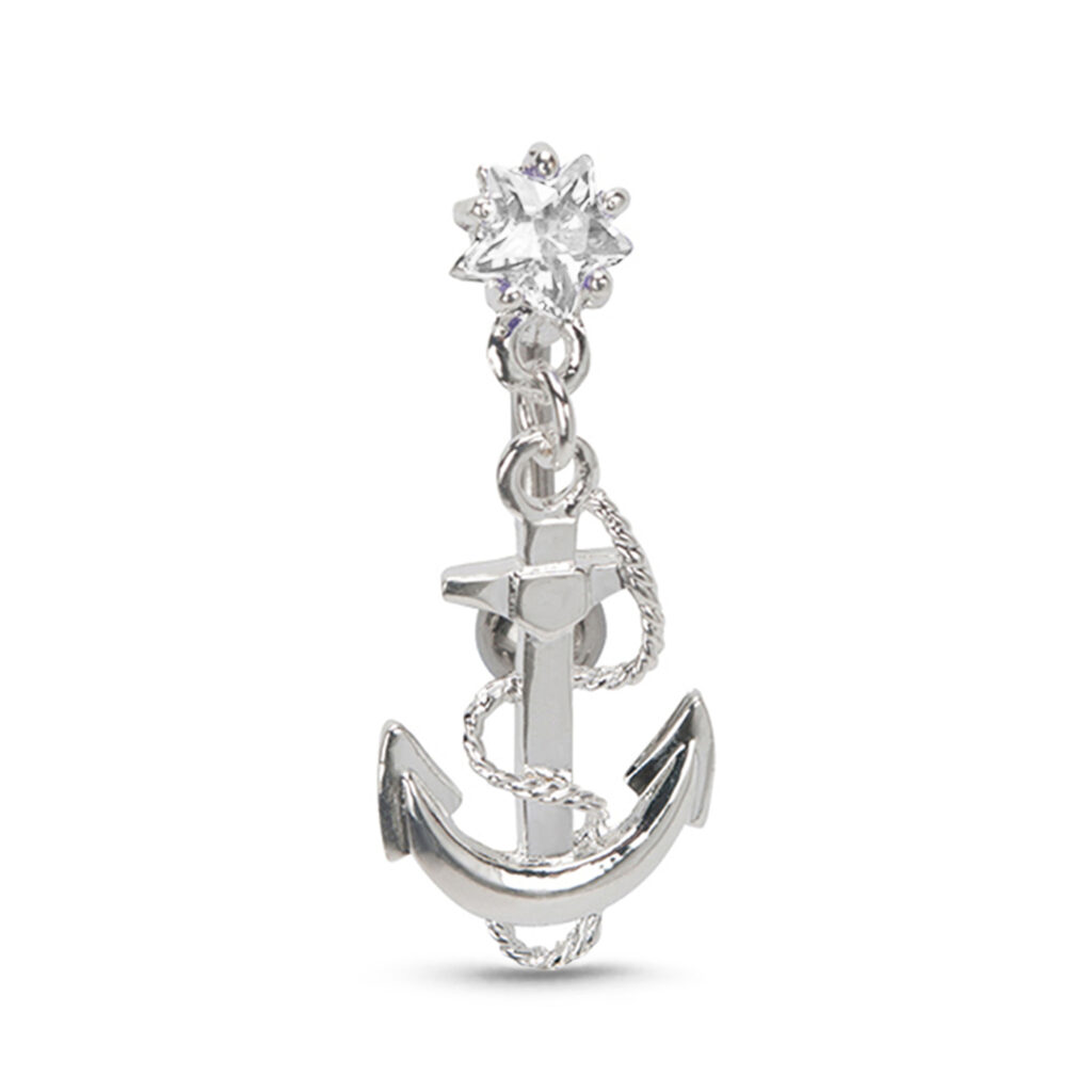 Surgical Steel Navel Ring Featuring a clear star and dangling anchor design