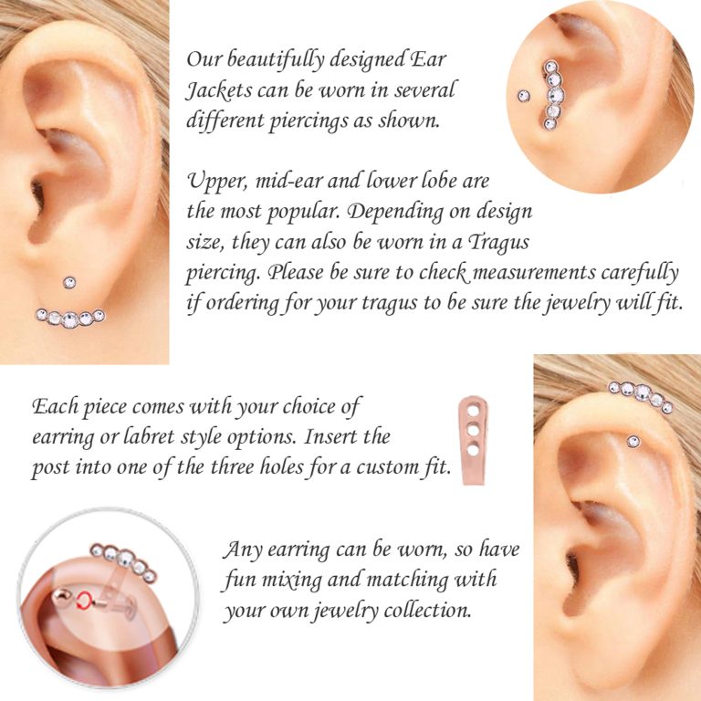 a description of the ear jacket and how to use it in different piercings