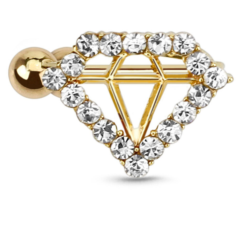 Diamond Paved CZ Fake Ear Cartilage Cuff Helix Shield Stud