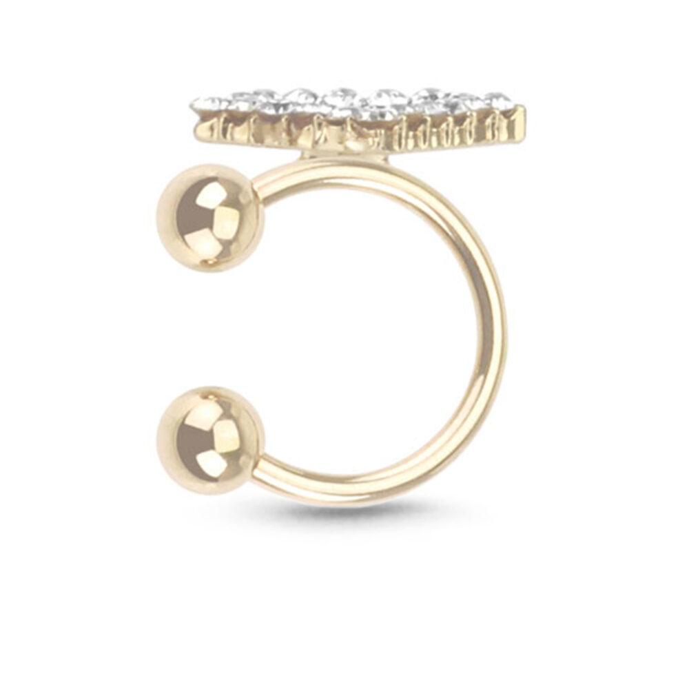 Diamond Paved CZ Fake Ear Cartilage Cuff Helix Shield Stud - Image 2
