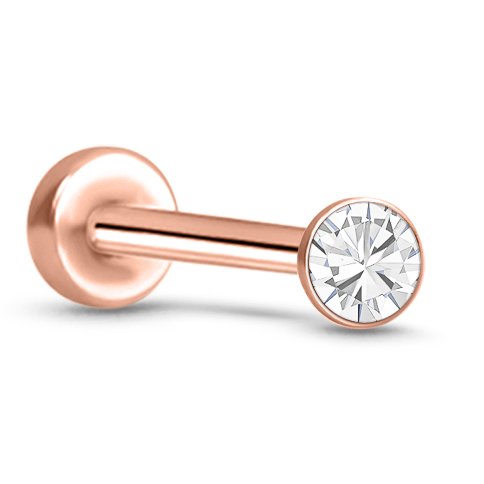 Glued CZ Labret Style Threadless Push Pin Surgical Steel Stud