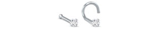 4 Pack Mixed CZ Round Square Heart Star Nose Stud 316L Surgical Steel
