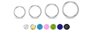 Solitaire CZ, Faux Opal Seamless Nose Ring Hoop 925 Sterling Silver 20G