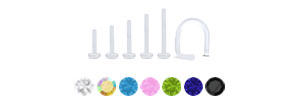 CZ Stone Bioflex Labret Push Pin Nose Stud