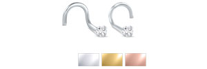 Clear CZ Stone Nose Ring 10K White, Yellow or Rose Gold 22G