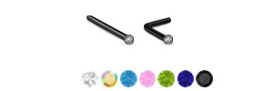 1.25mm CZ 925 Sterling Silver Black Plated Nose Stud 22G