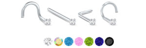 2mm CZ 925 Sterling Silver Nose Stud 20G