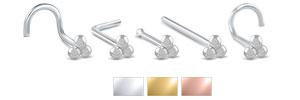 Triple Ball Nose Stud Ring 925 Sterling Silver 22G