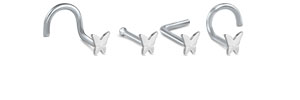 4.5mm Butterfly Nose Ring Stud 316L Surgical Steel 20G