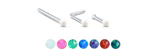 2mm Opal Ball 925 Sterling Silver Nose Stud 22G