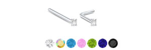 2mm Square CZ 925 Sterling Silver Nose Stud 20G