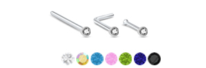 2.5mm Bezel CZ Nose Ring 925 Sterling Silver Stud 22G