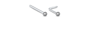 Round Glued CZ Nose Stud 925 Sterling Silver 22G
