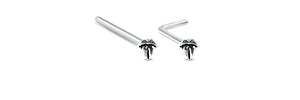 Tongue Lbend Straight Nose Stud 925 Sterling Silver 22G
