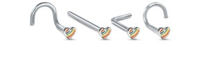 Rainbow Heart 316L Surgical Steel Nose Stud 20G