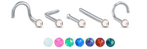 2mm Opal Gem Nose Stud 316L Surgical Steel