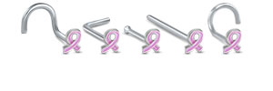 Pink Ribbon 316L Surgical Steel Nose Stud 20G