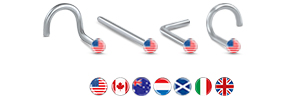 Flag Nose Stud 316L Surgical Steel 20G