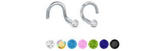 1.5mm Bezel CZ Nostril Screw Nose Stud Surgical Steel 22G