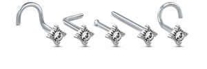 Diamond Shape Nose Stud Ring 316L Surgical Steel 20G