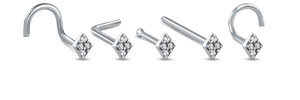 Diamond Cluster Nose Ring 316L Surgical Steel 20G