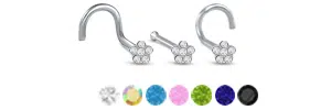 4mm Flower CZ Cluster Nose Ring 316L Surgical Steel