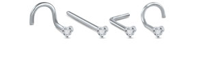 Studded Heart Nose Ring 316L Surgical Steel 20G