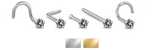 Swirl Twisted Flower Nose Stud 316L Surgical Steel 20G