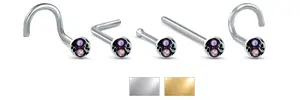 Tao Filigree Purple Opal CZ Nose Stud 316L Surgical Steel 20G