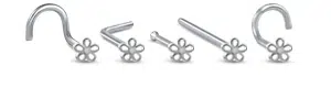 White Plumeria Petal Flower Nose Stud 316L Surgical Steel 20G