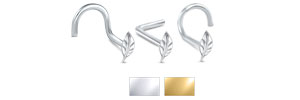 Leaf Nose Ring 14K White or Yellow Gold 20G