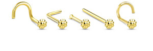 4mm Flower Nose Ring 14K Yellow Gold