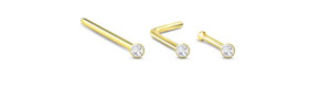 CZ Nose Ring 10K Yellow Gold 22G