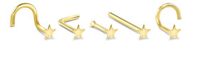 Star Nose Stud Ring 14K Yellow Gold