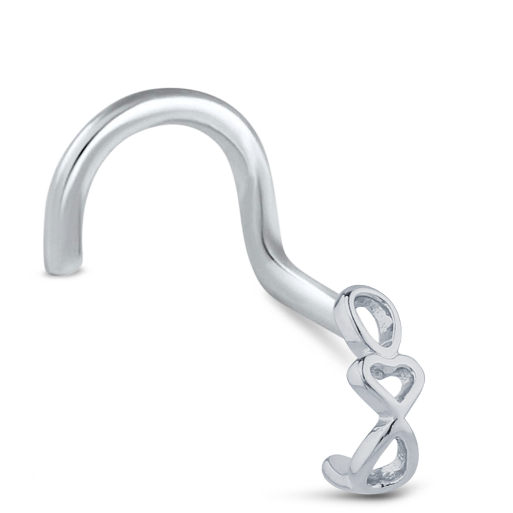 Sterling Silver Heart Chain Nose Hugger