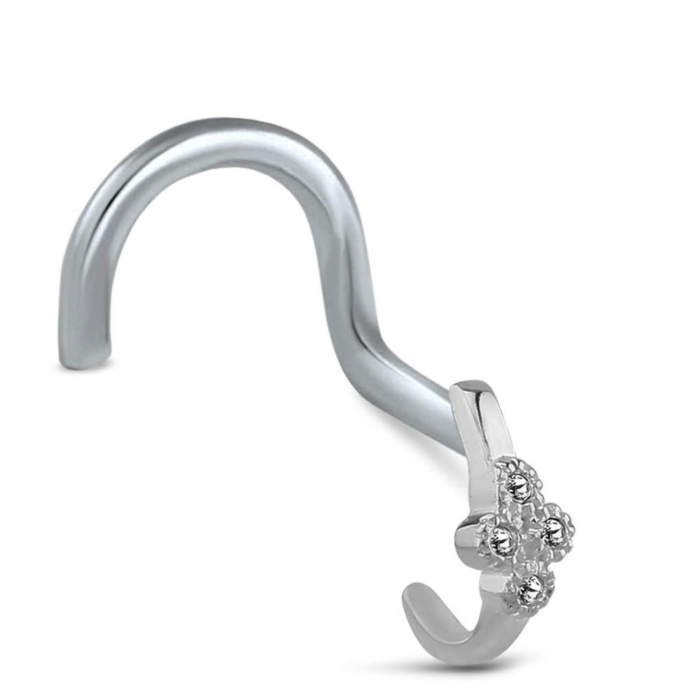 Surgical Steel 4 Stone Nose Hugger