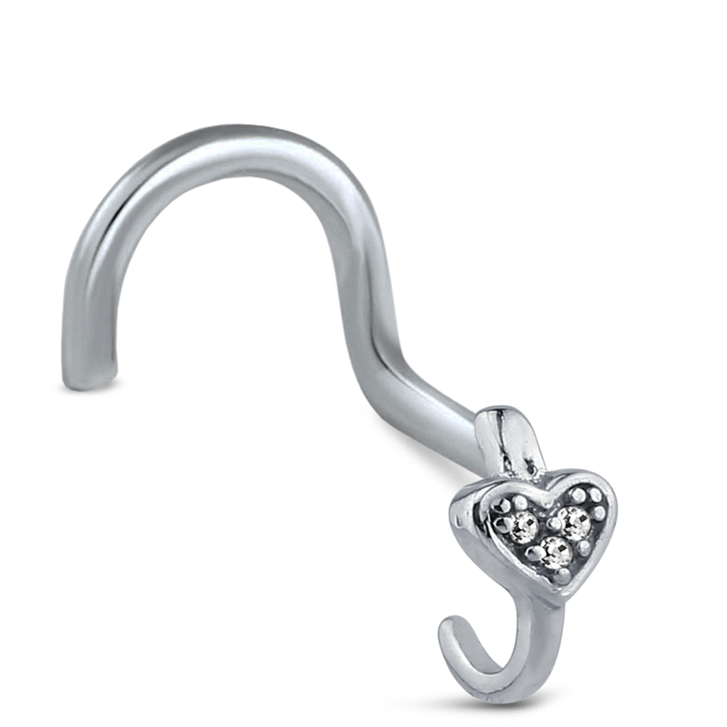 Surgical Steel Studded Heart Nose Hugger