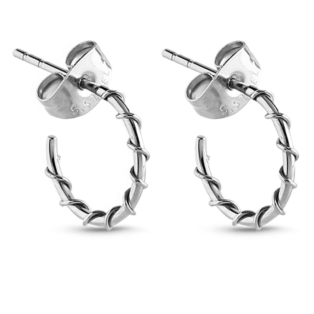 surgical steel twisted wire hoop earrings with butterfly backings