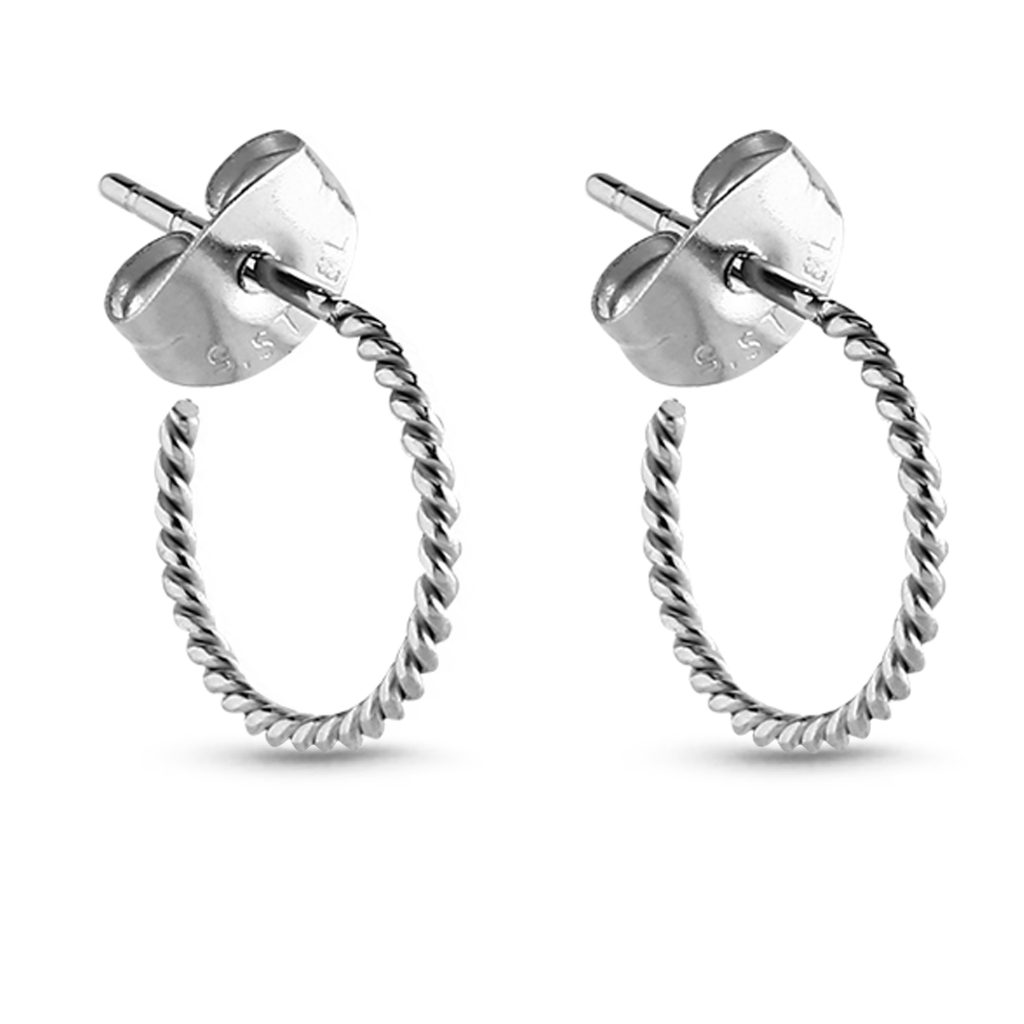 surgical steel tightly twisted hoop earrings with butterfly backings