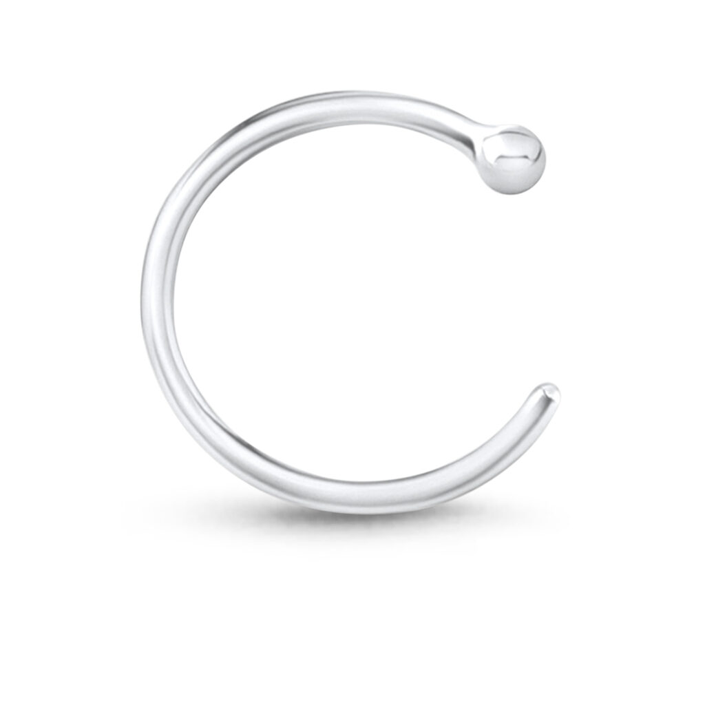 white gold open nose ring hoop