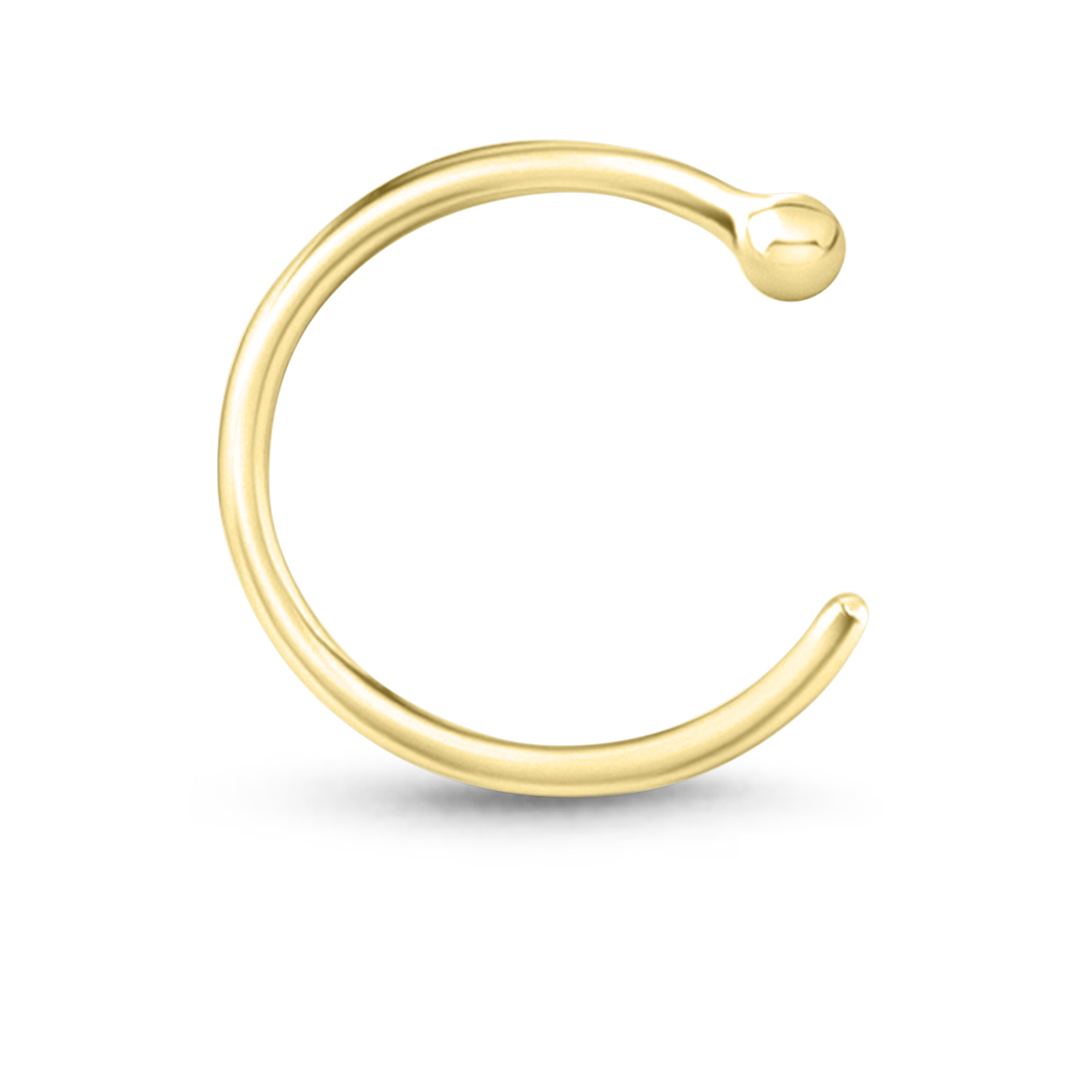 Open Hoop Nose Ring 14K Rose White or Yellow Gold