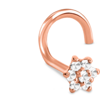 Rose Gold Christina Flower Left Nostril Screw Featuring a 7 Stone Design