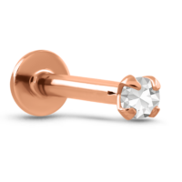 Rose Gold Push Pin Labret Featuring a Pronged Genuine 1.5mm Stone