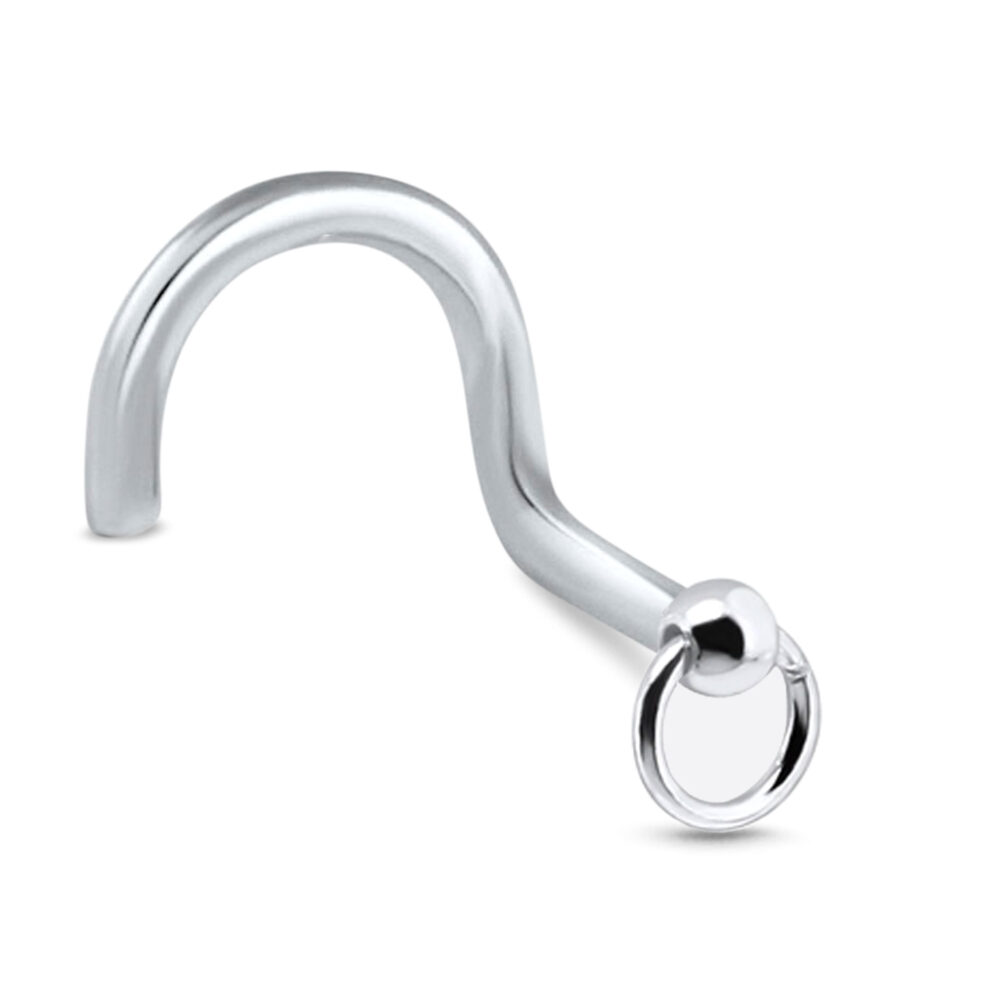 sterling silver right nostril screw nose stud featuring a hoop design