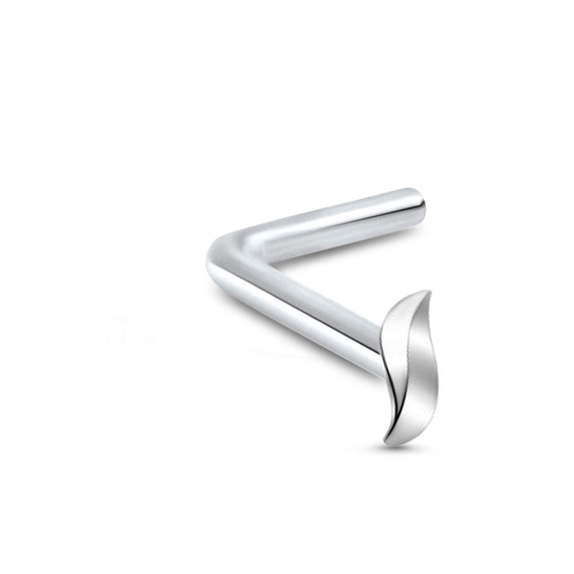 Glossy Leaf Nose Stud 925 Sterling Silver 22G