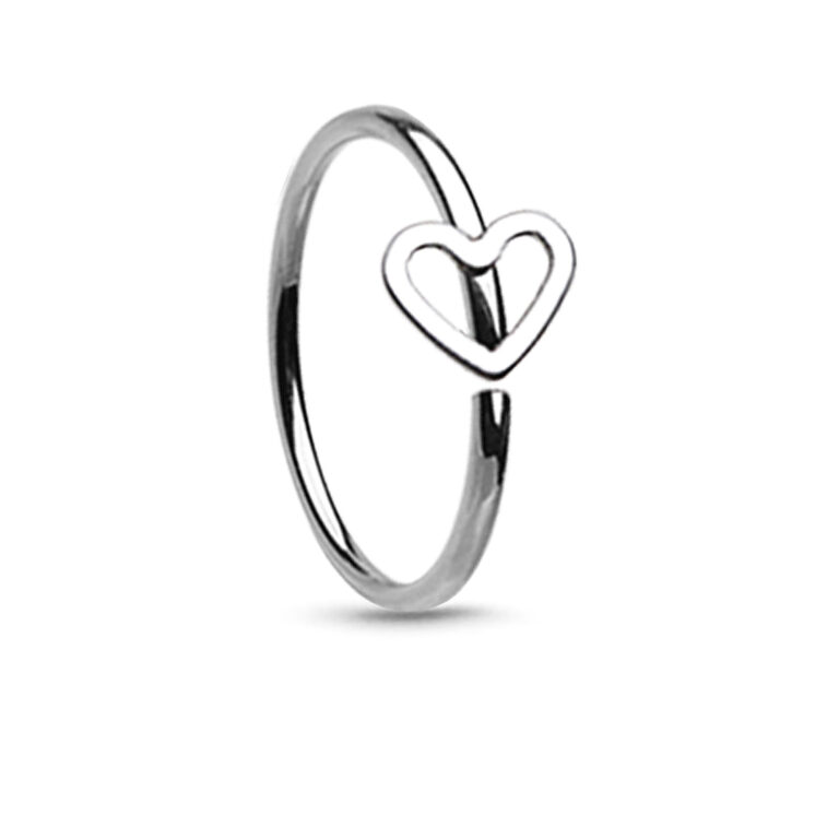 surgical steel continuous nose hoop featuring a heart design