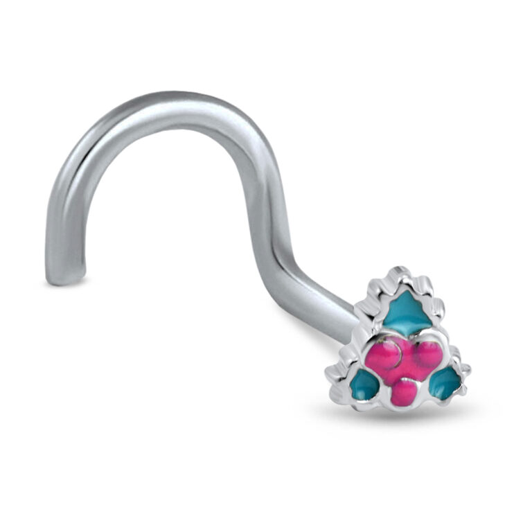 surgical steel right nostril screw nose stud featuring a mistletoe design