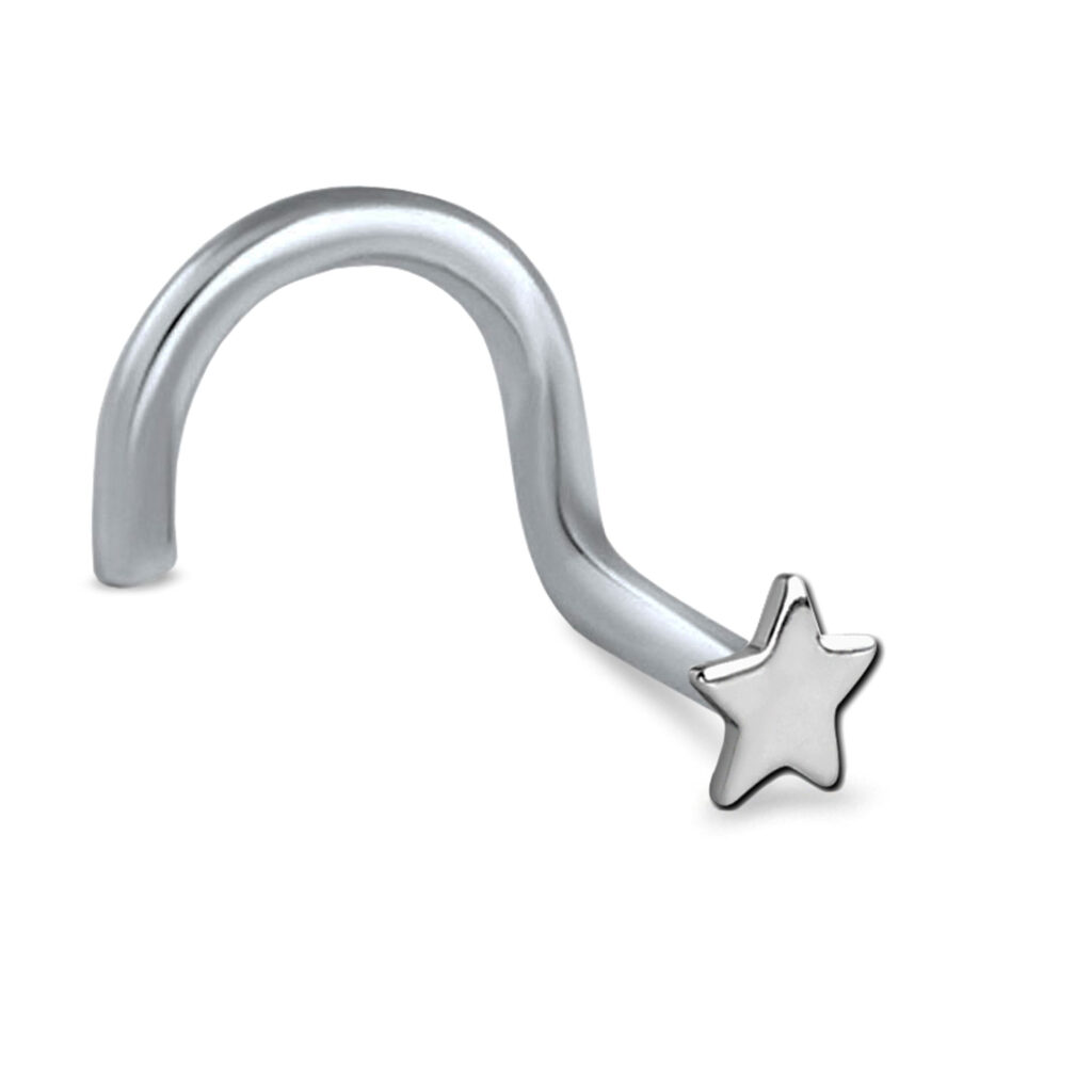 surgical steel right nostril screw nose stud featuring a 3mm star design