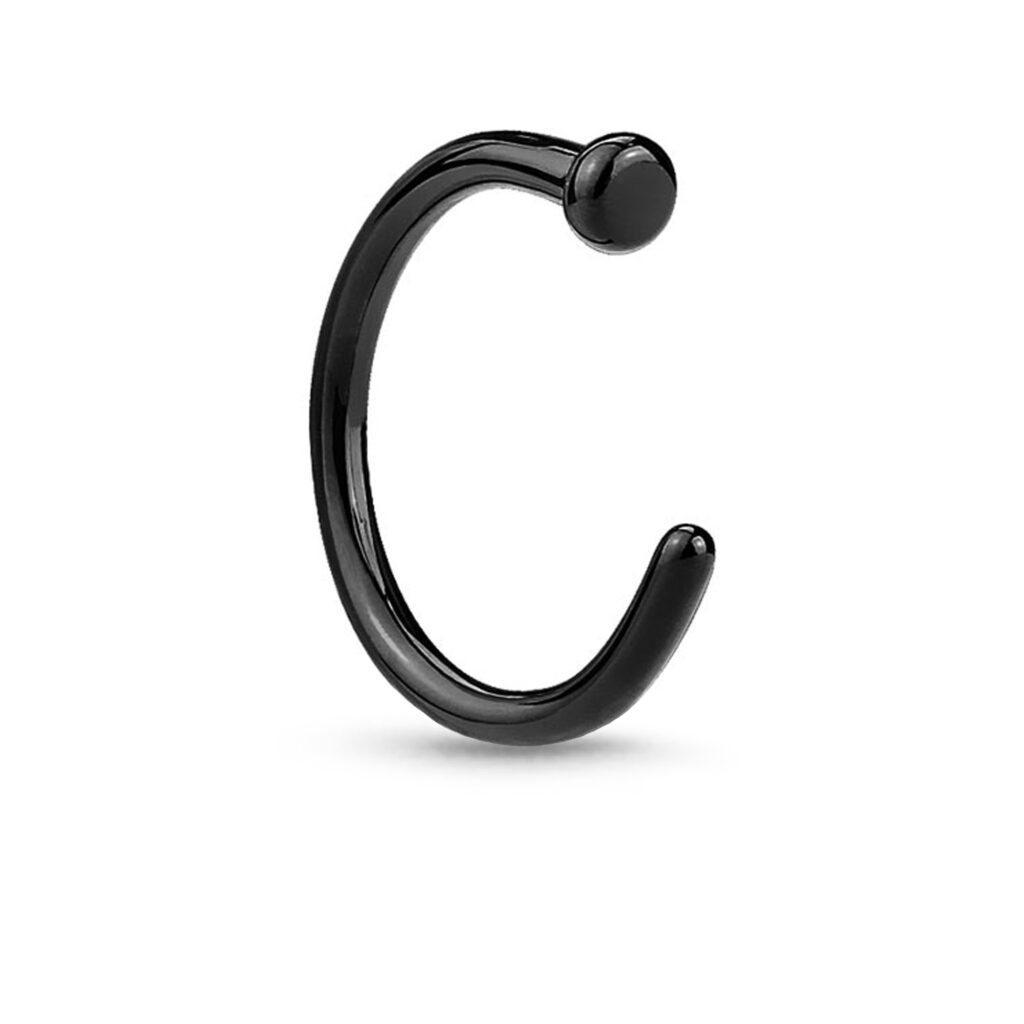 black colored titanium ip plated open nose hoop